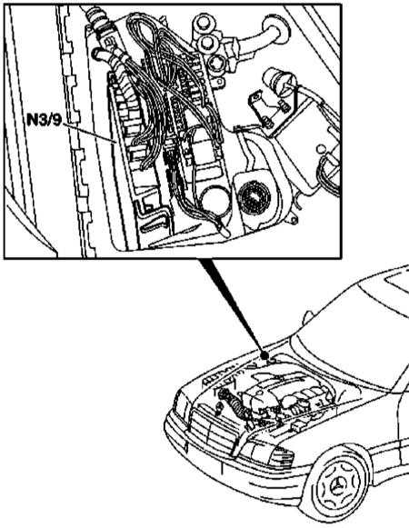  Снятие и установка модуля управления впрыском топлива Mercedes-Benz W163