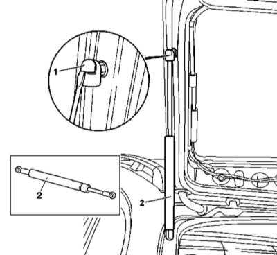  Снятие и установка газонаполненного раздвижного упора двери задка Mercedes-Benz W163