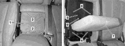  Снятие и установка откидного подлокотника раздельного заднего сиденья Mercedes-Benz W163